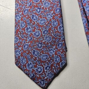 Tommy Hilfiger Mens Tie One Size Silk Adjustable Floral Red Blue